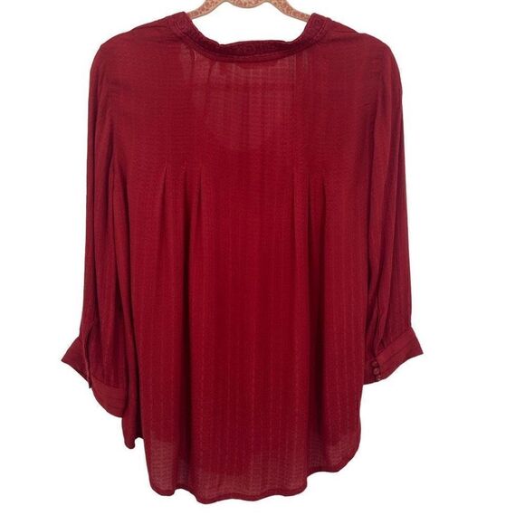 Soft Surroundings Scooped Neck 3/4 Sleeve Tunic Top Burgundy Small Petite - Picture 5 of 6